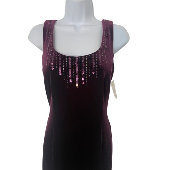 90s Y2K Velvet Purple Sequin Beaded Maxi prom Dress | MEDIUM - Picture 2 of 7